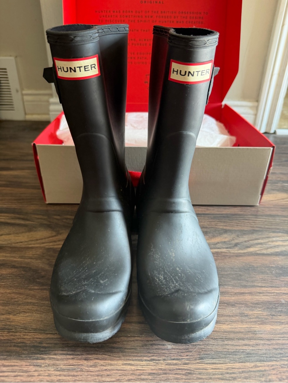 Hunter Women's Original Short Rain Boots Black Matte Size 7 w/ Box